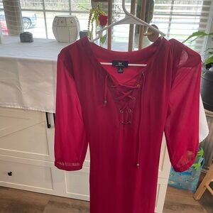 I.N. San Francisco Vibrant Red Lace-Up Dress